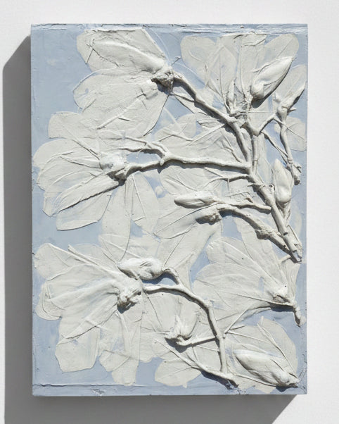 Plaster Botanical Bas Relief cast of Magnolia in matte finish