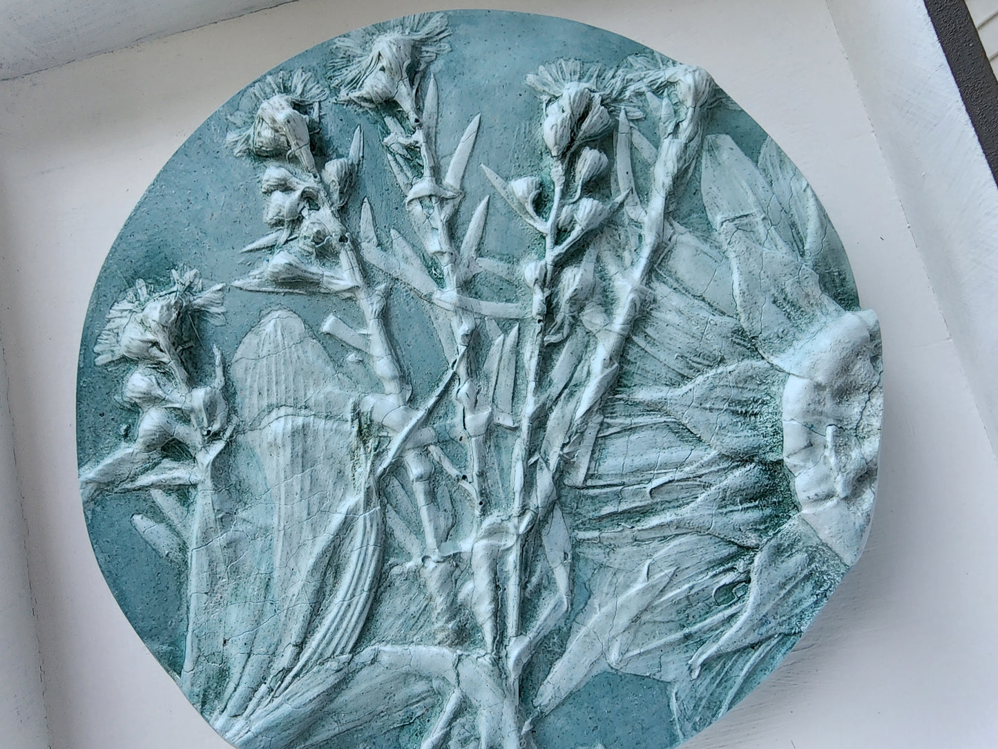 Plaster Botanical Bas Relief Artwork