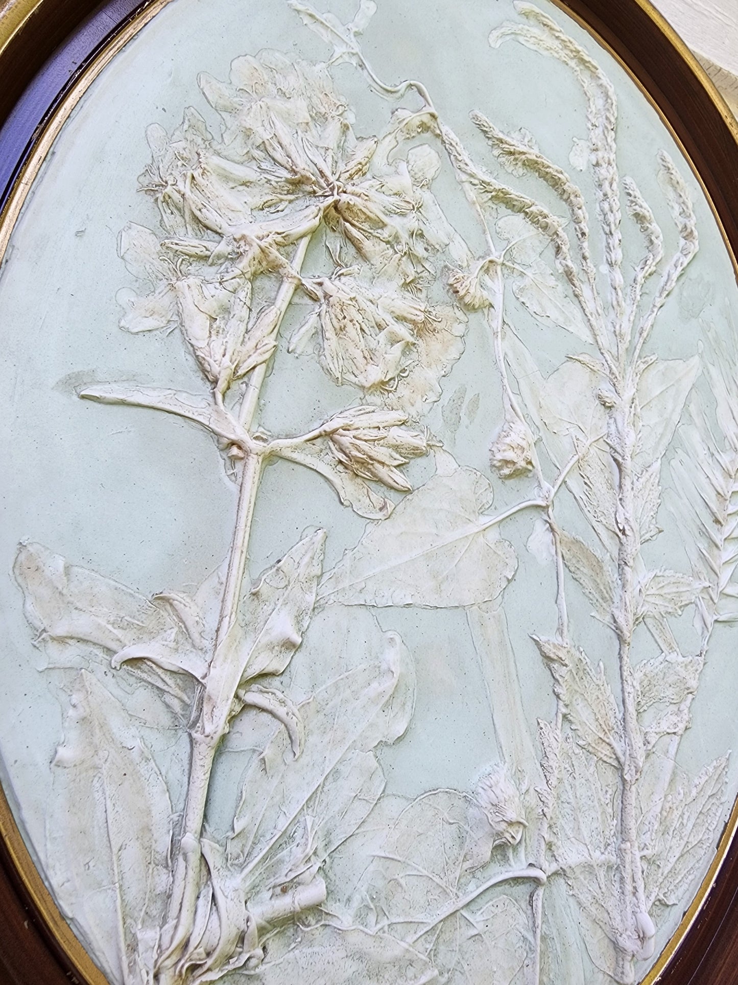 Plaster Botanical Bas Relief Artwork