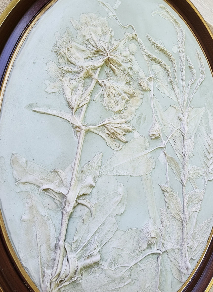 Plaster Botanical Bas Relief Artwork