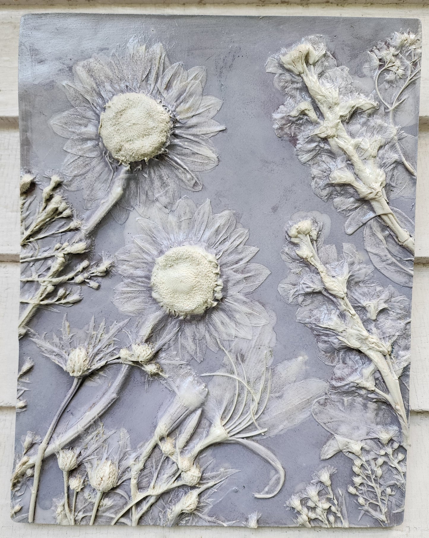 Plaster Botanical Bas Relief Artwork