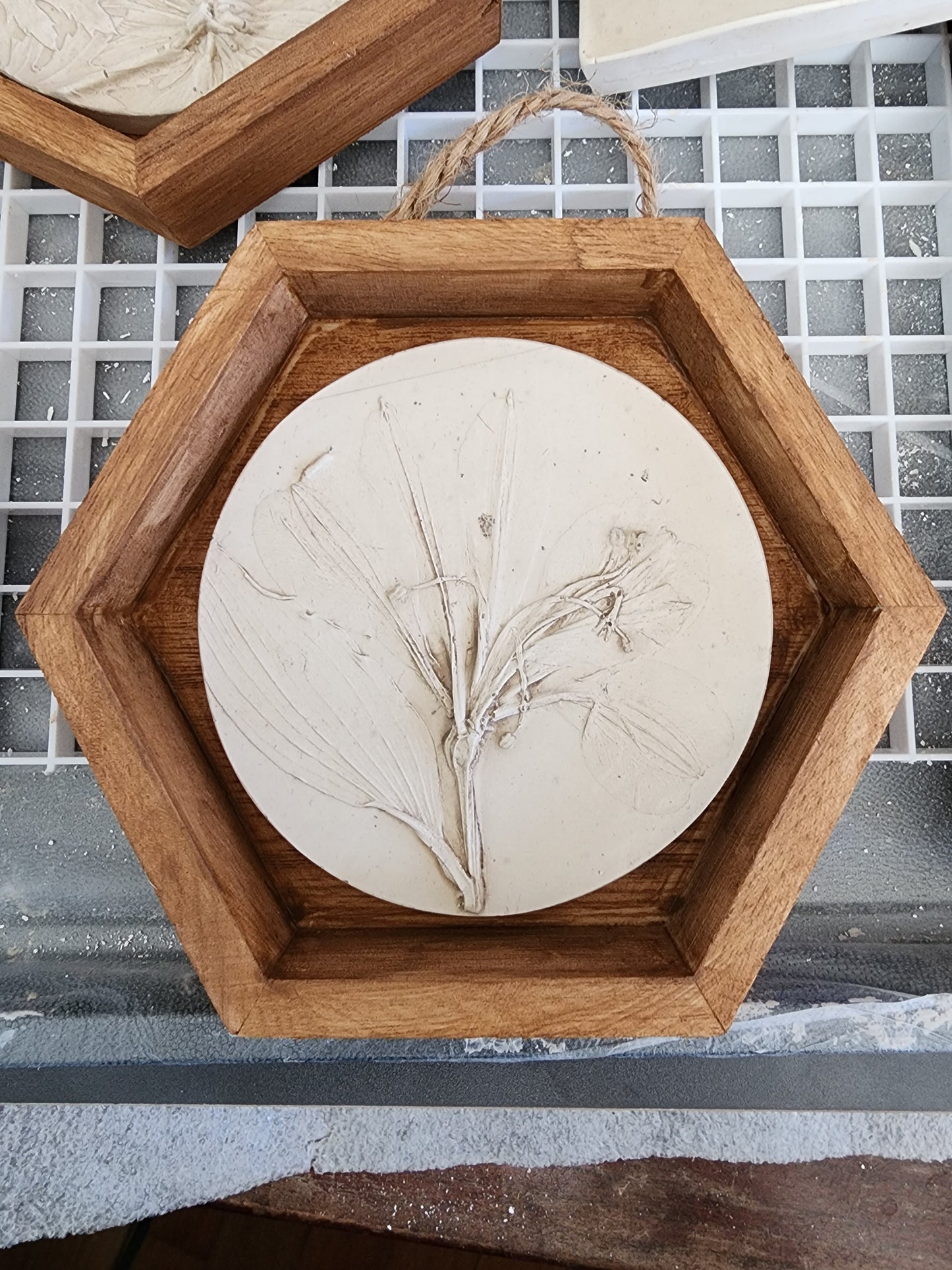 Plaster Botanical Bas Relief Artwork