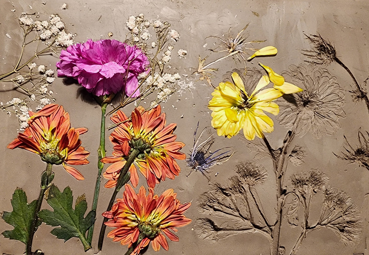 Plaster Botanical Bas Relief Artwork