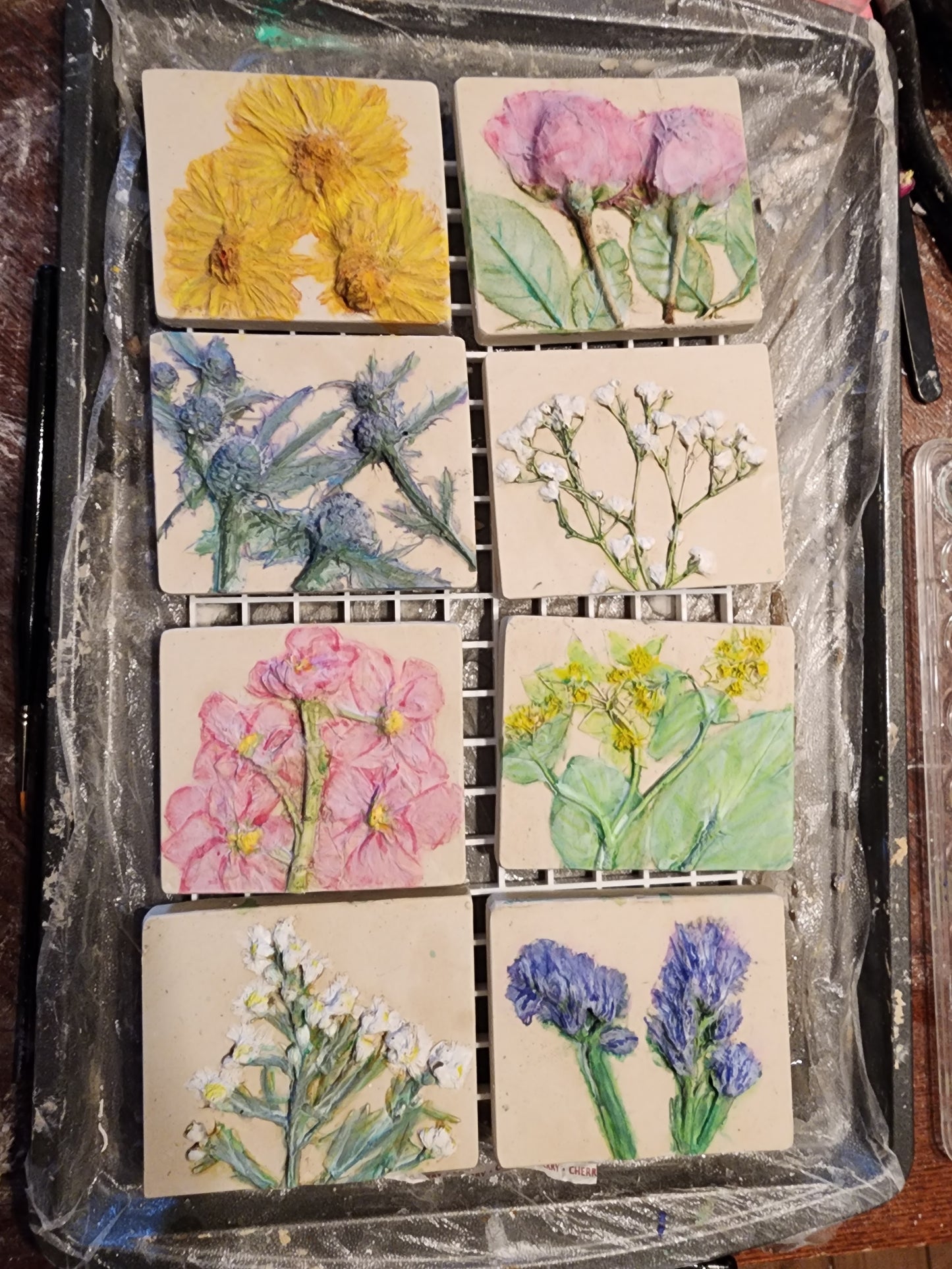 Plaster Botanical Bas Relief Artwork