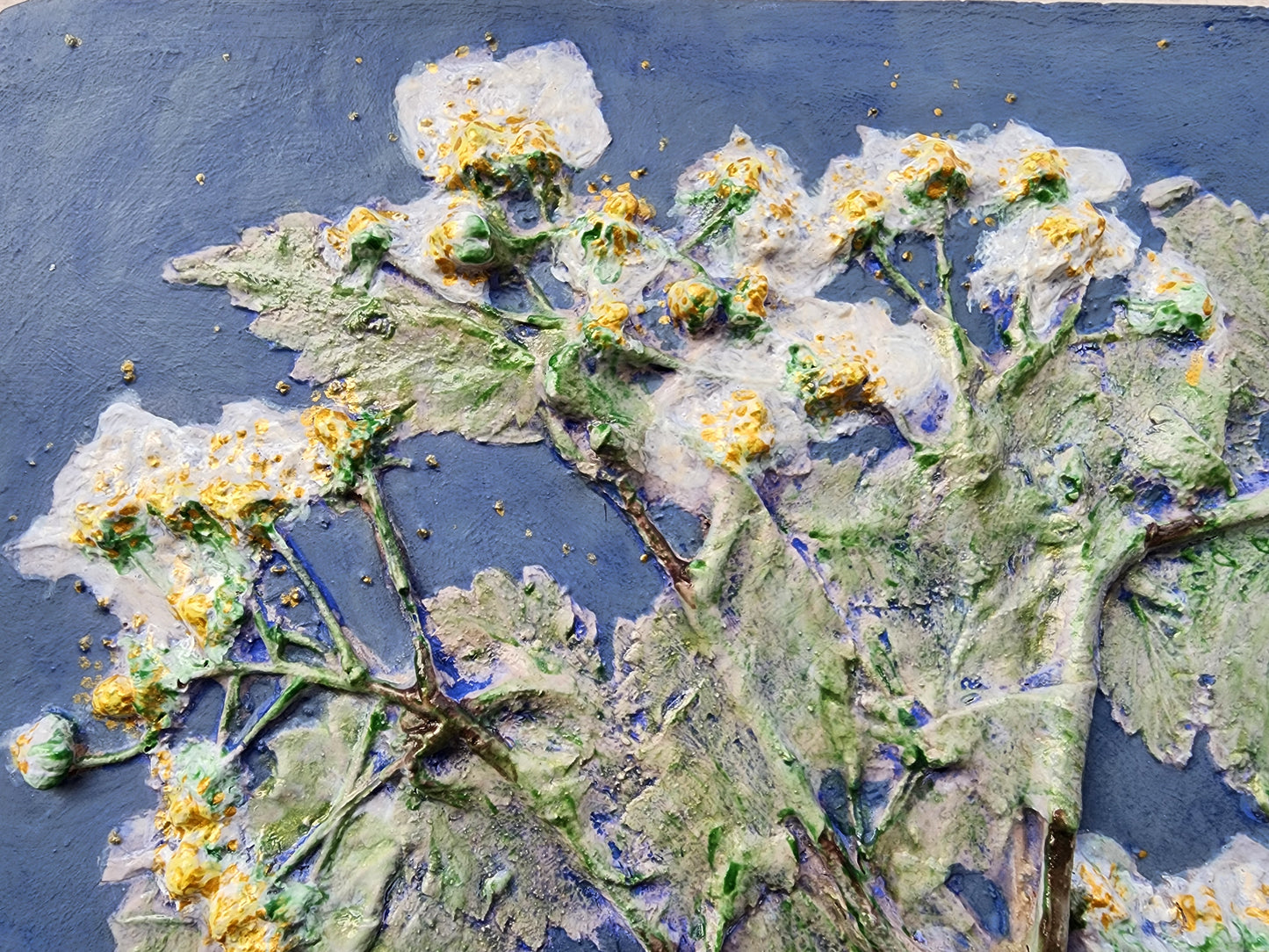 Plaster Botanical Bas Relief Artwork