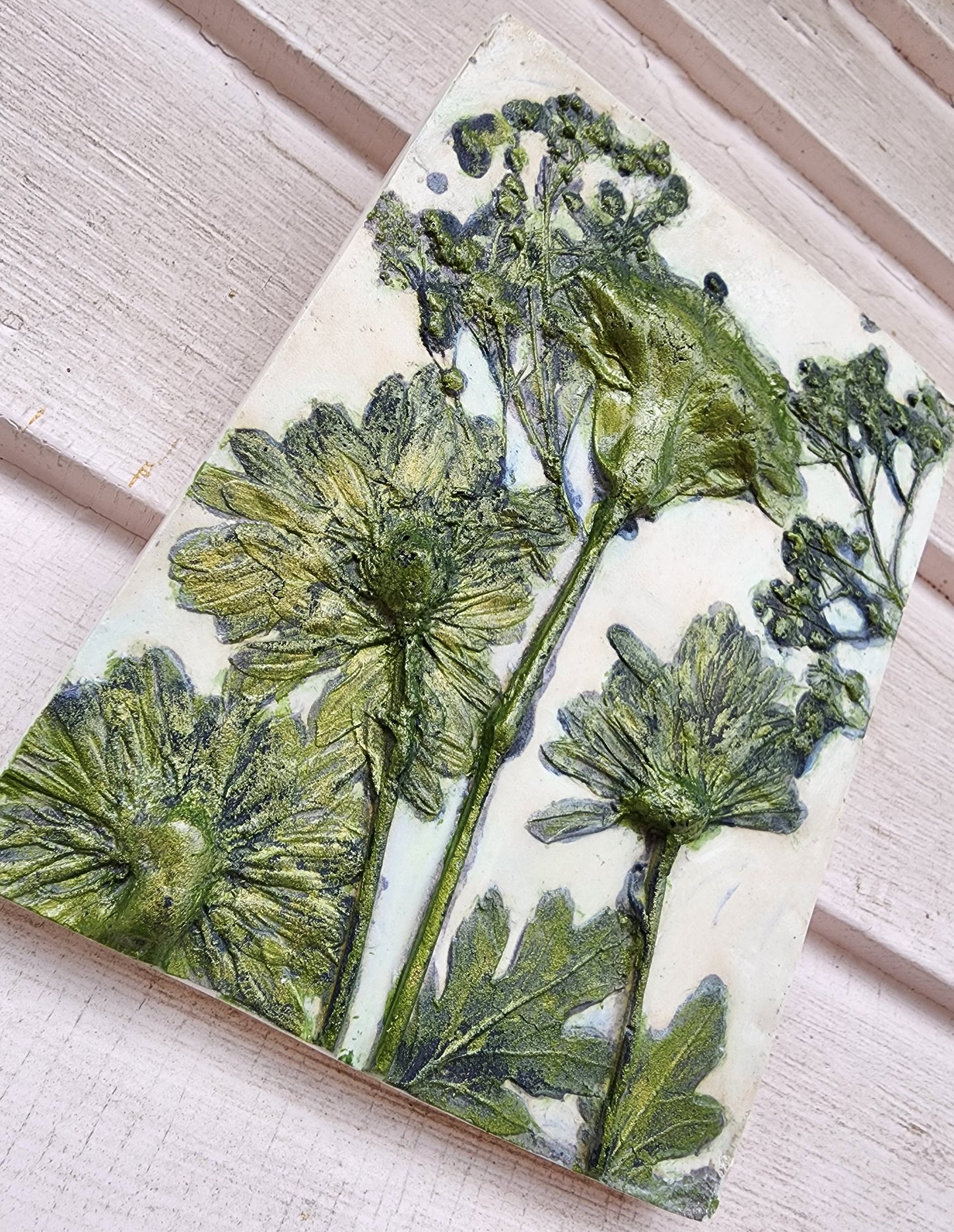 Plaster Botanical Bas Relief Artwork