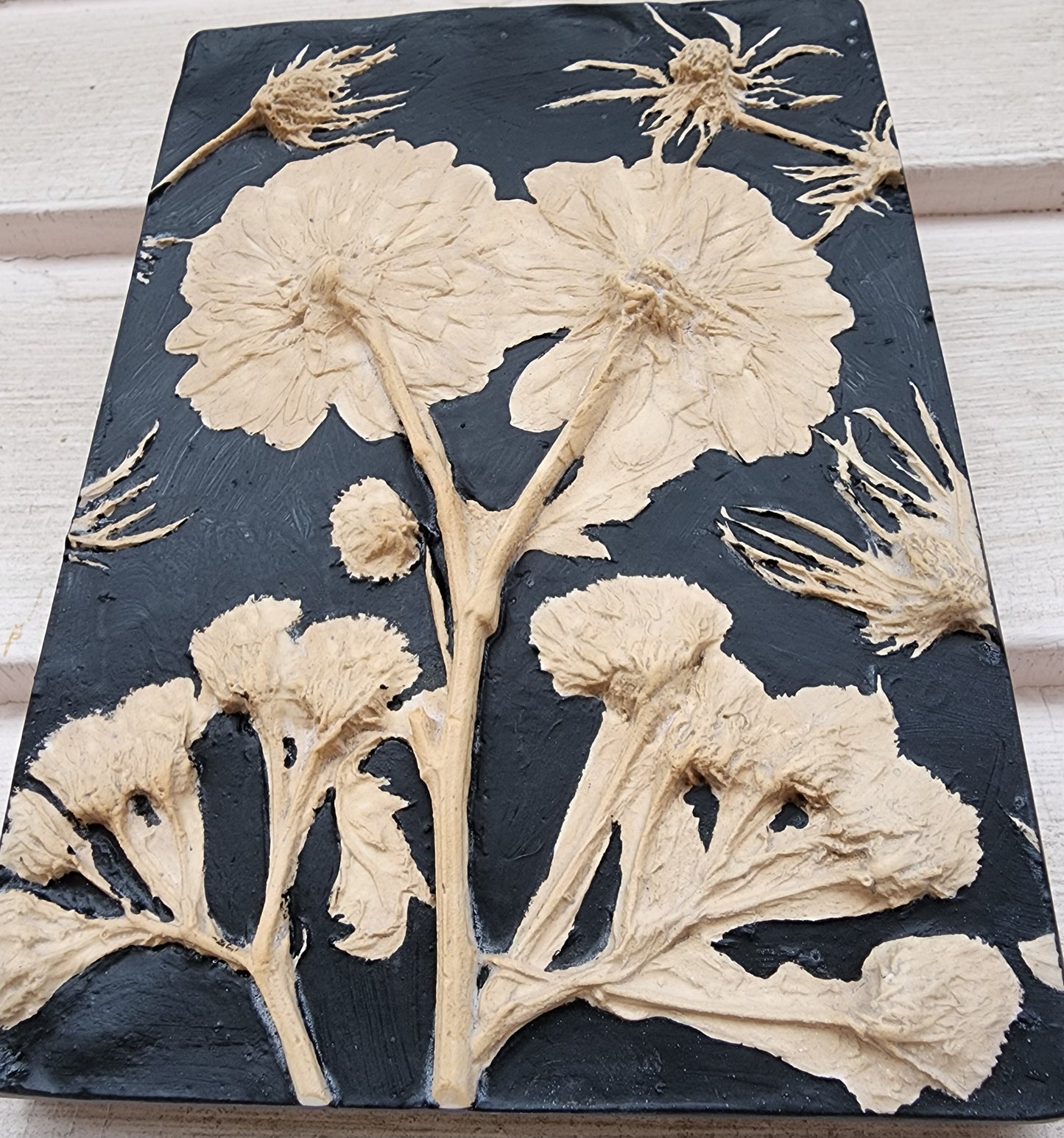 Plaster Botanical Bas Relief Artwork