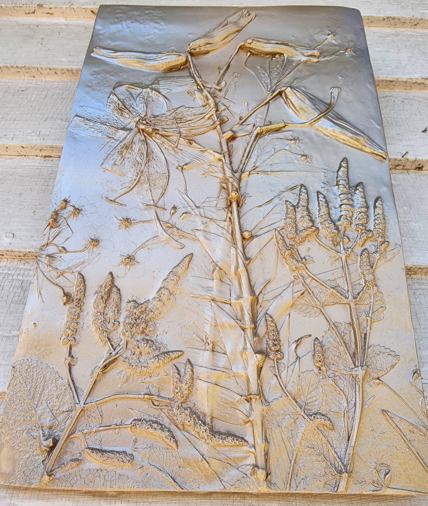 Plaster Botanical Bas Relief Artwork