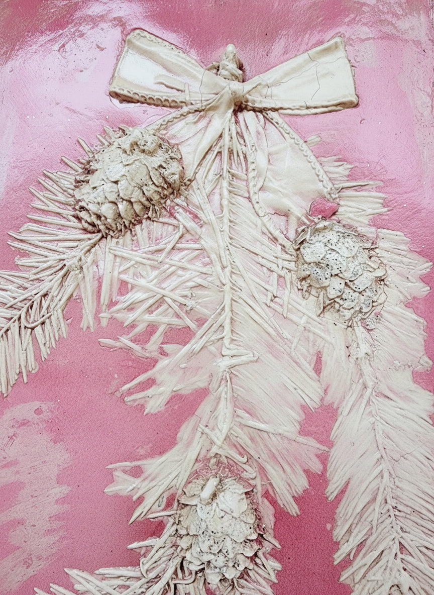 Plaster Botanical Bas Relief Artwork