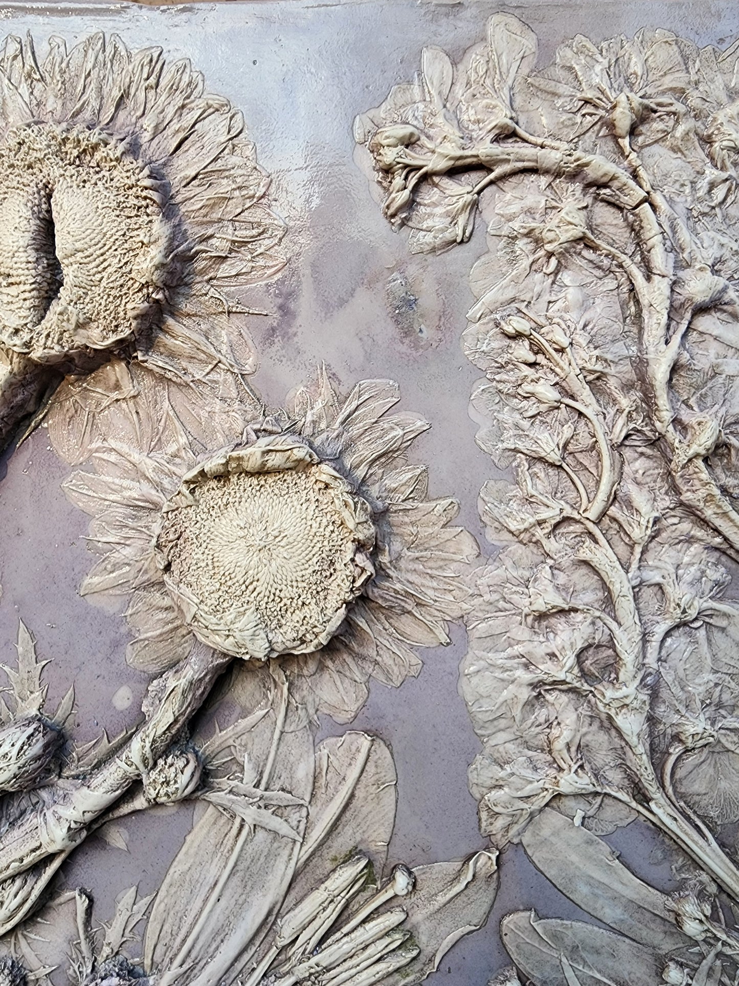 Plaster Botanical Bas Relief Artwork