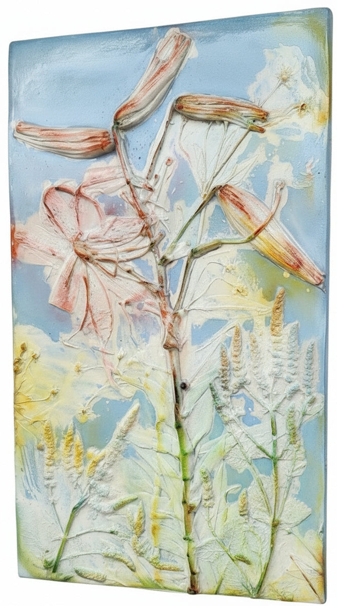 Plaster Botanical Bas Relief Artwork
