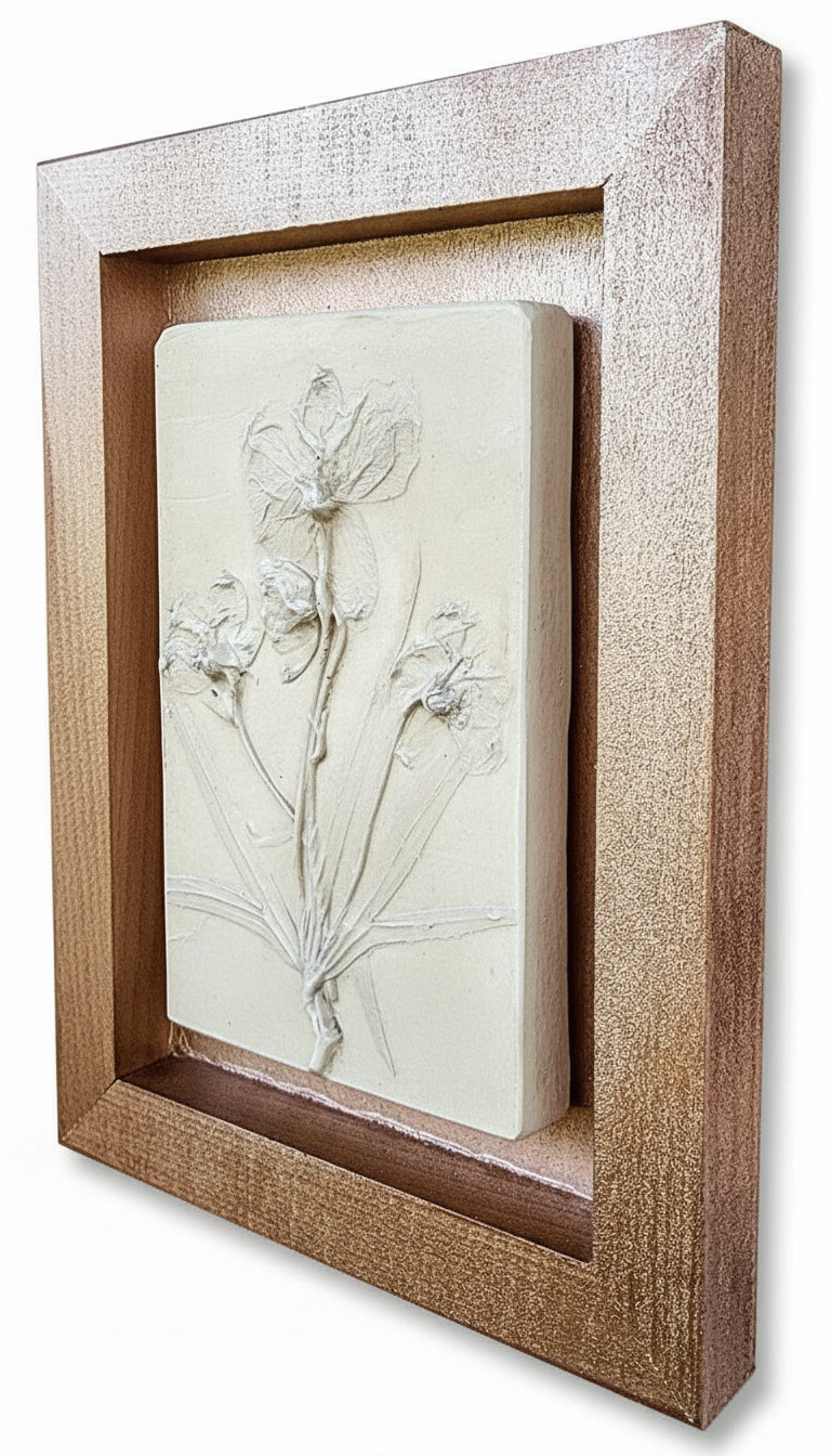 Plaster Botanical Bas Relief Artwork