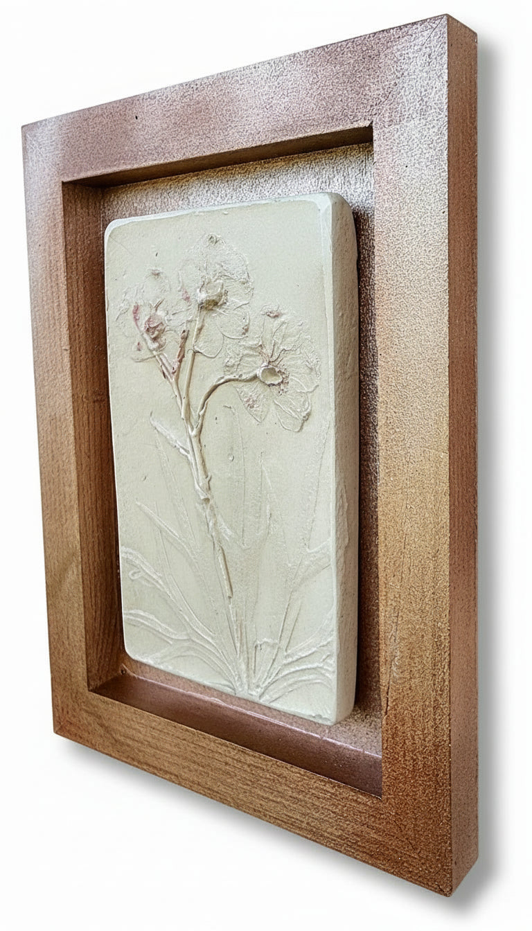 Plaster Botanical Bas Relief Artwork