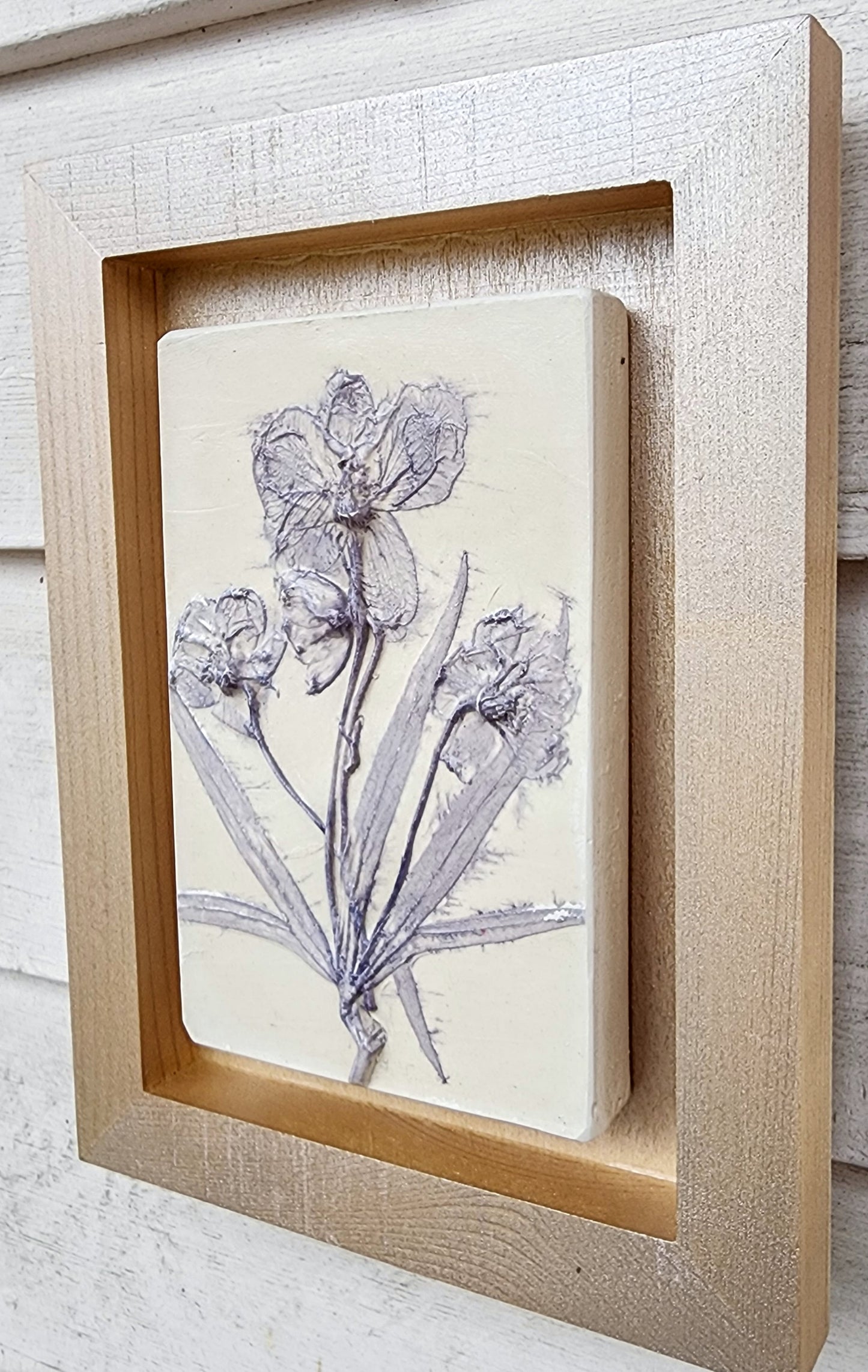 Plaster Botanical Bas Relief Artwork
