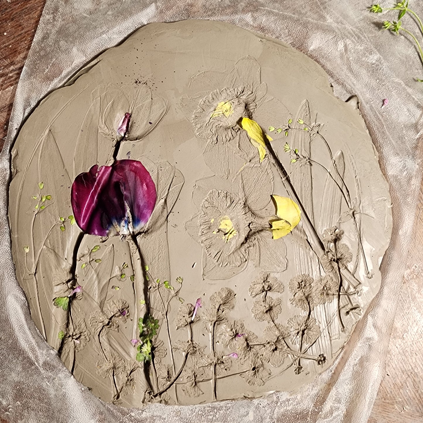 Plaster Botanical Bas Relief Artwork