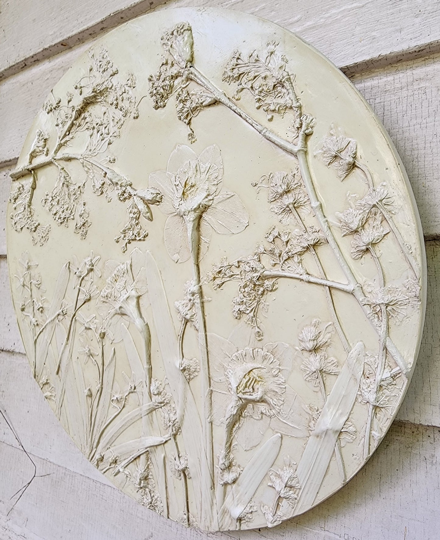 Bas-relief botanique en plâtre