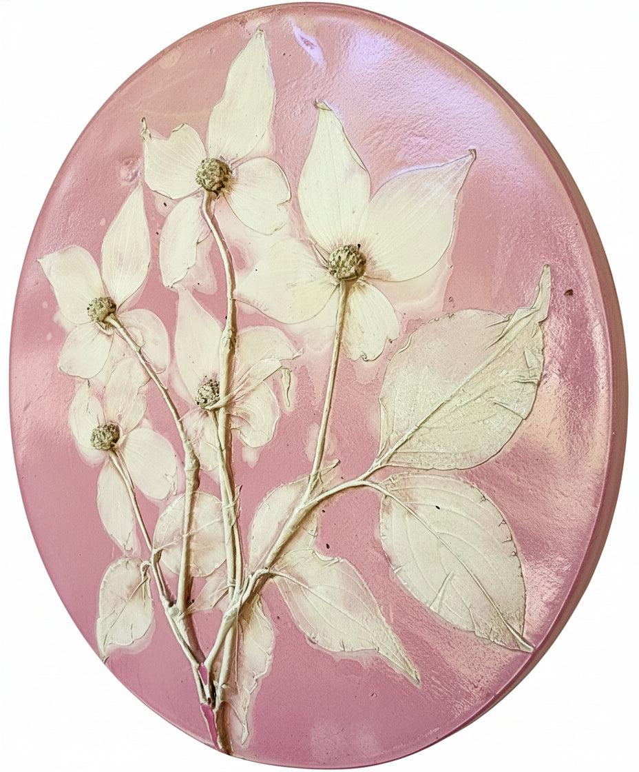 Bas-relief botanique en plâtre