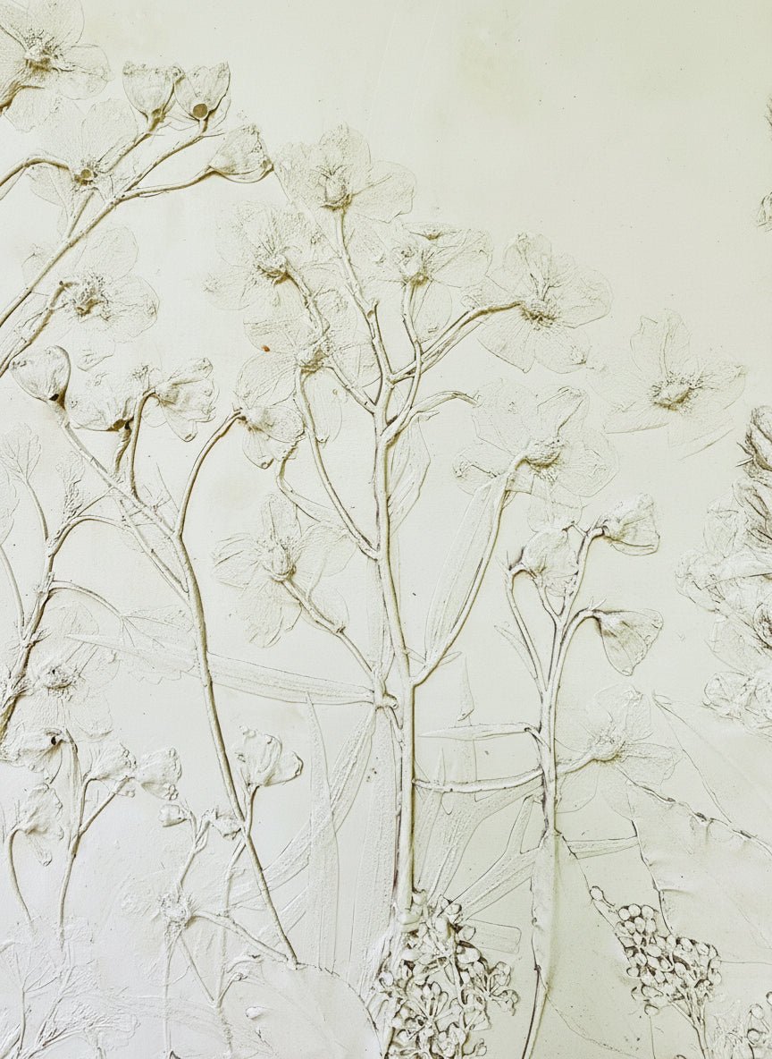 Plaster Botanical Bas Relief Artwork