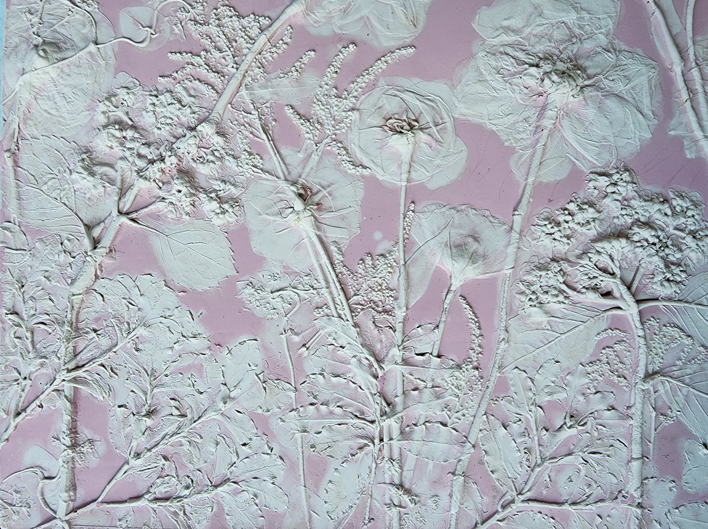 Plaster Botanical Bas Relief Artwork