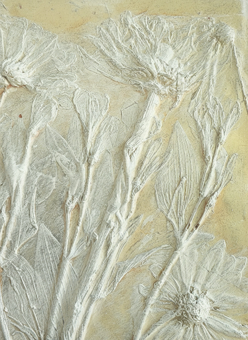Plaster Botanical Bas Relief Artwork