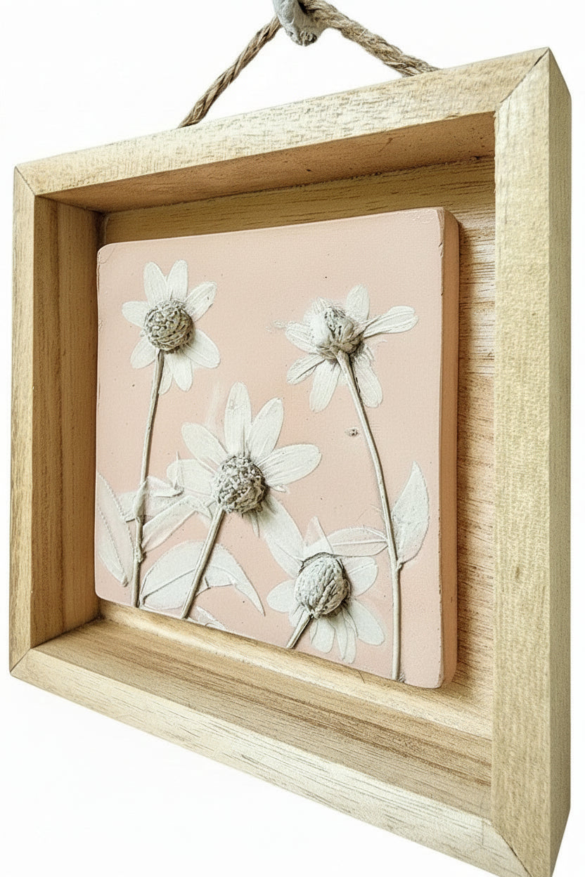 Plaster Botanical Bas Relief Artwork