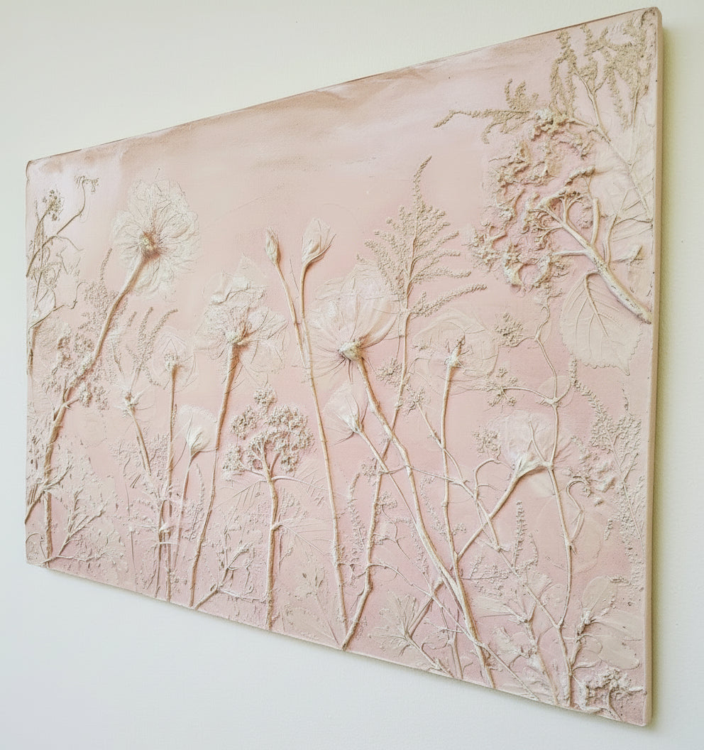Plaster Botanical Bas Relief Artwork