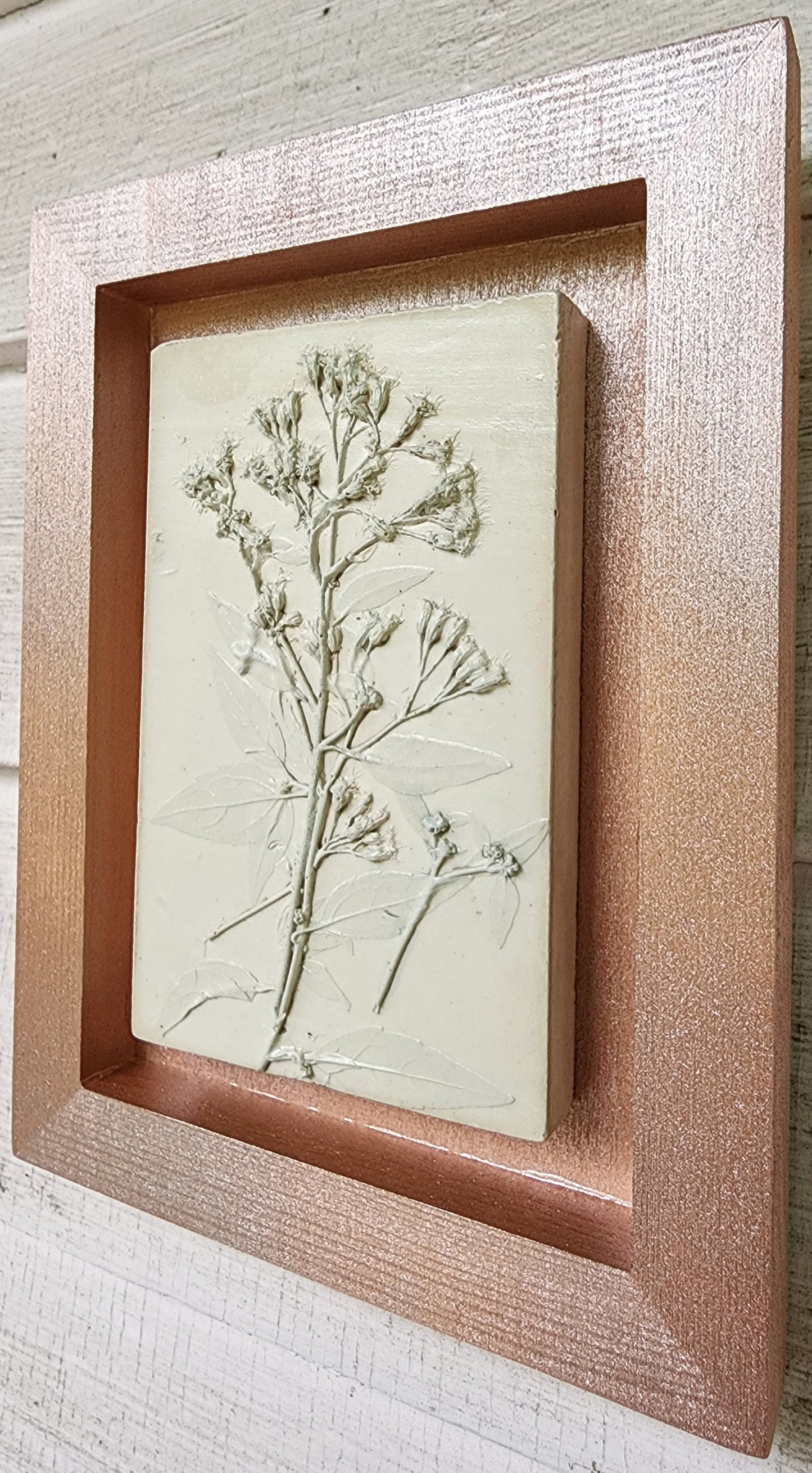 Plaster Botanical Bas Relief Artwork