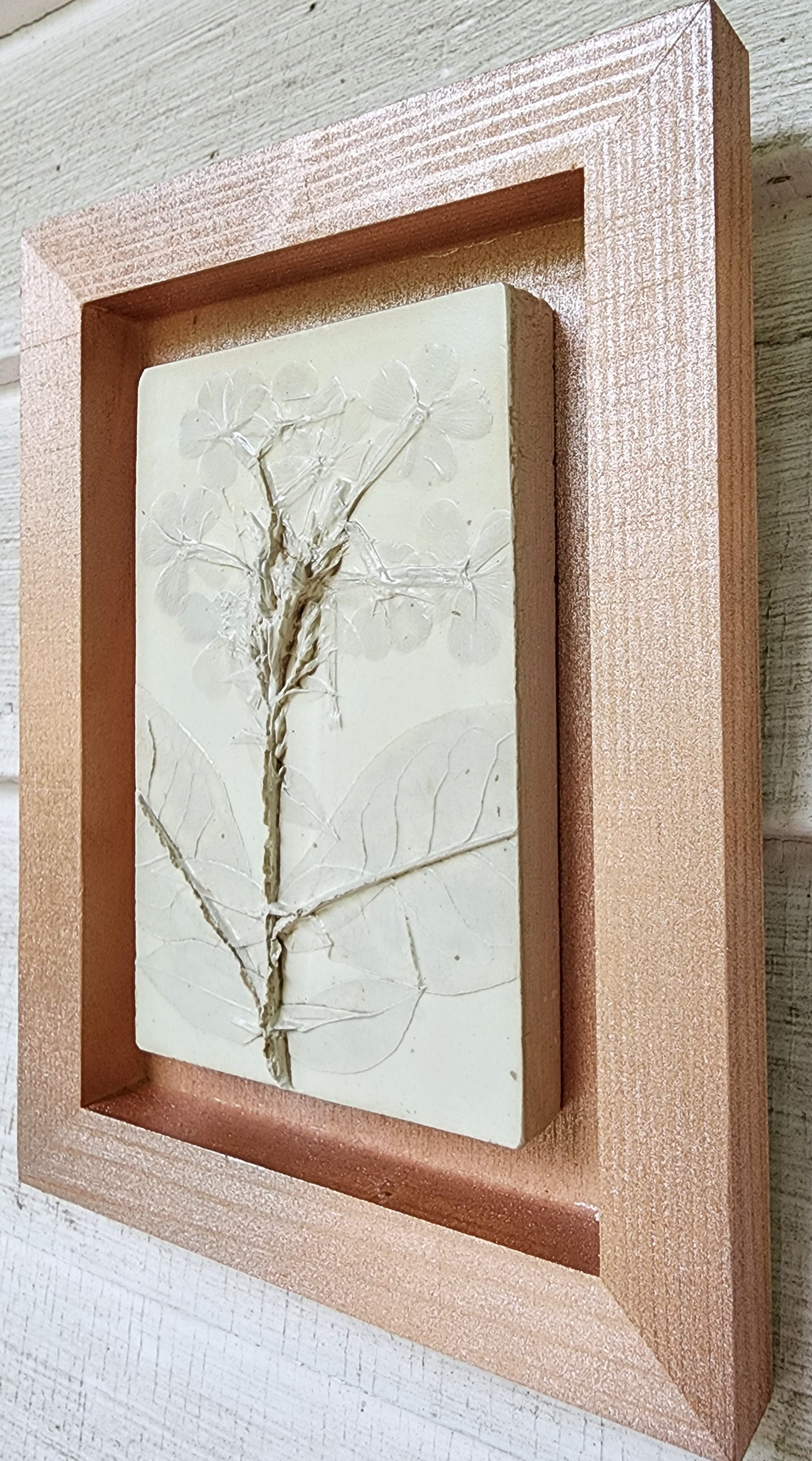 Plaster Botanical Bas Relief Artwork