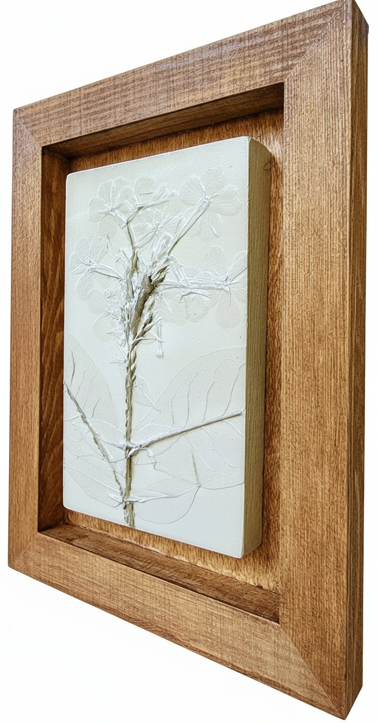 Plaster Botanical Bas Relief Artwork