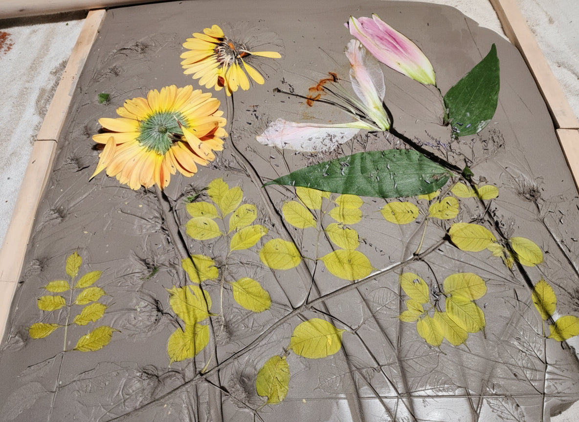 Plaster Botanical Bas Relief Artwork - Gerber Daisy Dark