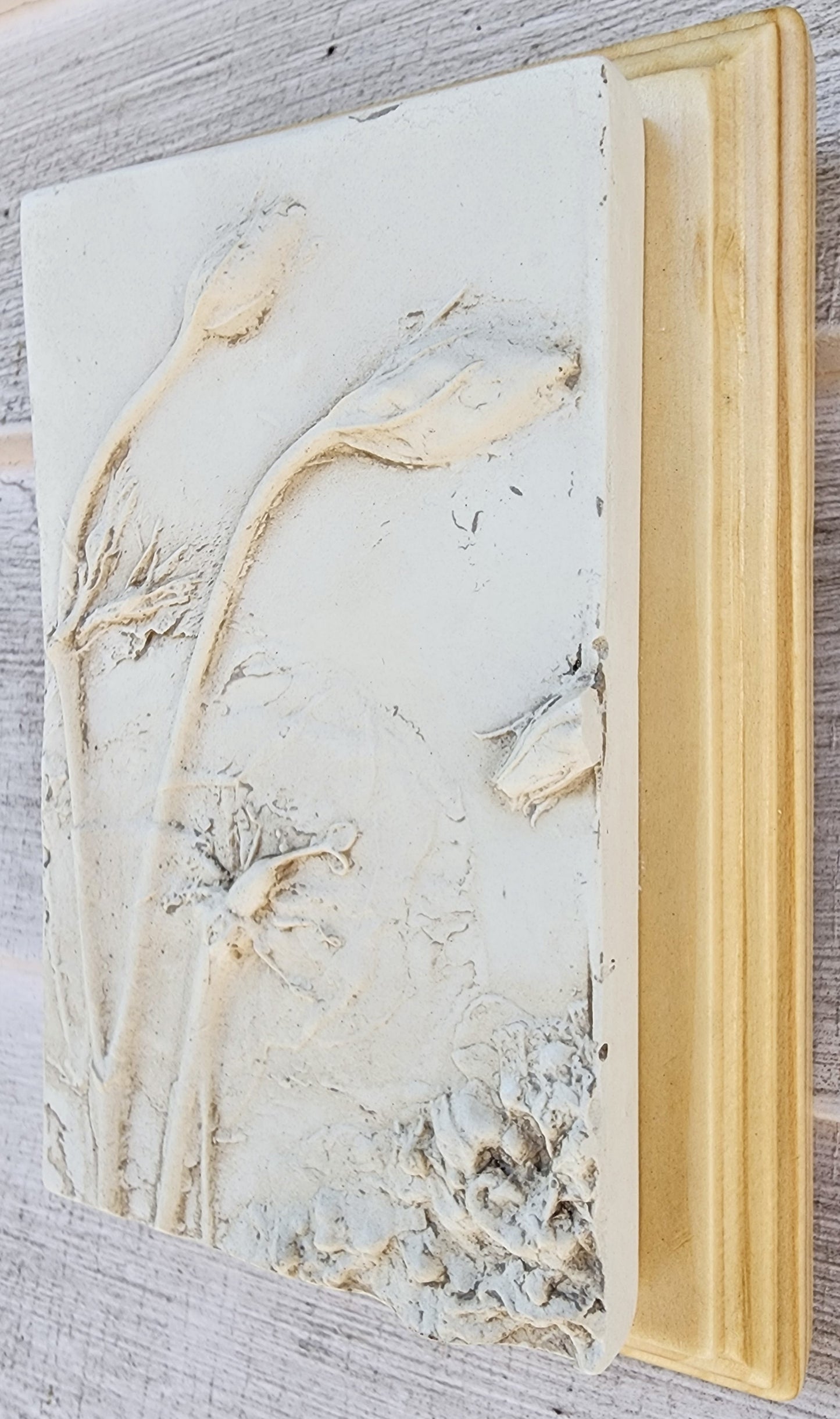 Plaster Botanical Bas Relief Artwork