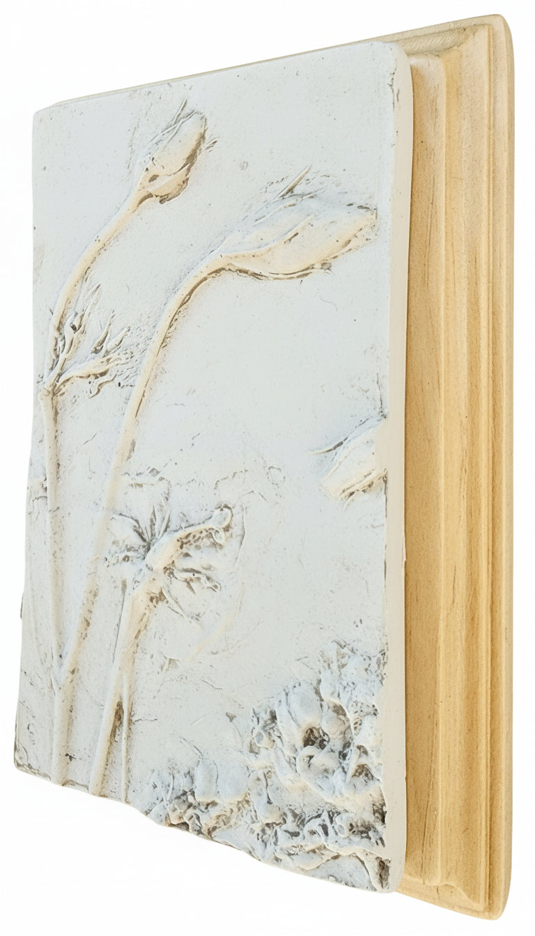 Plaster Botanical Bas Relief Artwork