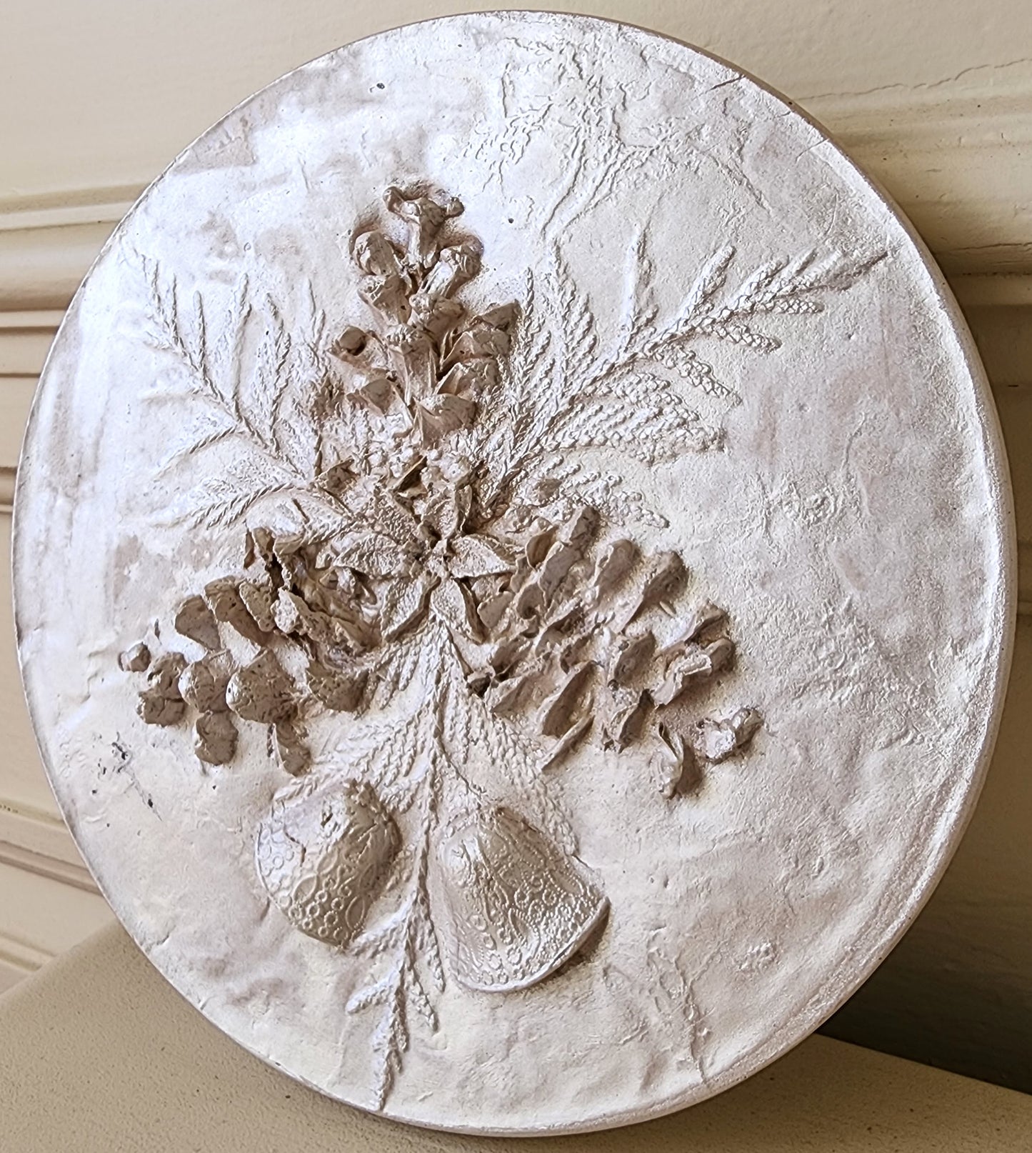 Plaster Botanical Bas Relief Artwork