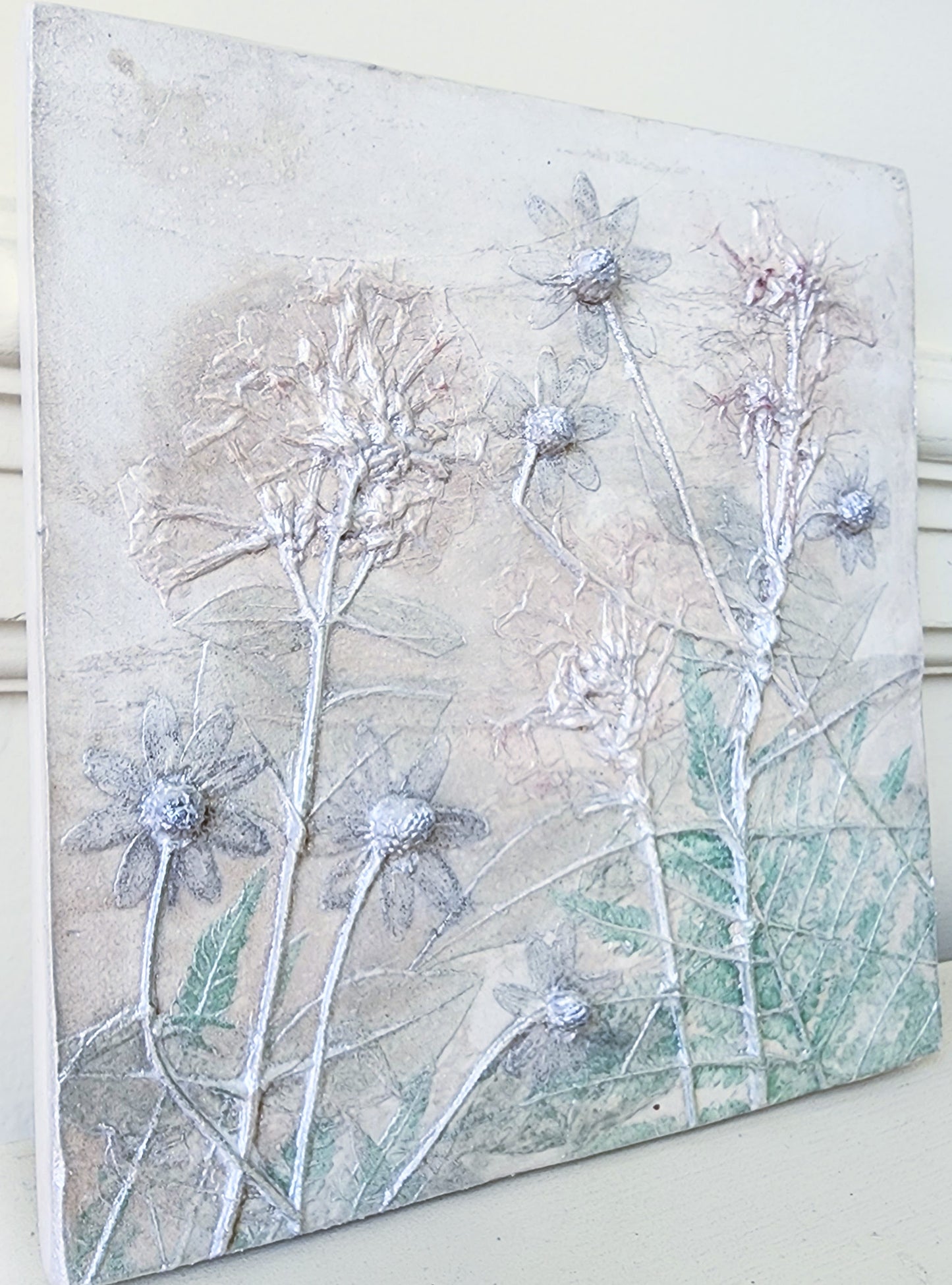 Plaster Botanical Bas Relief Artwork
