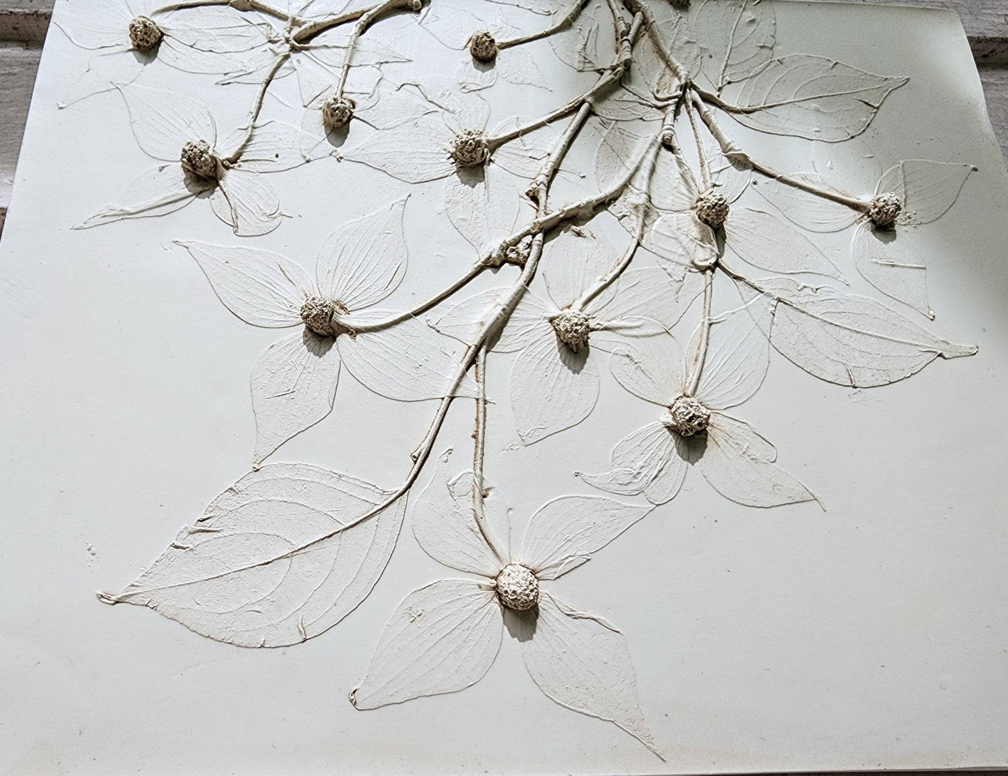 Plaster Botanical Bas Relief Artwork