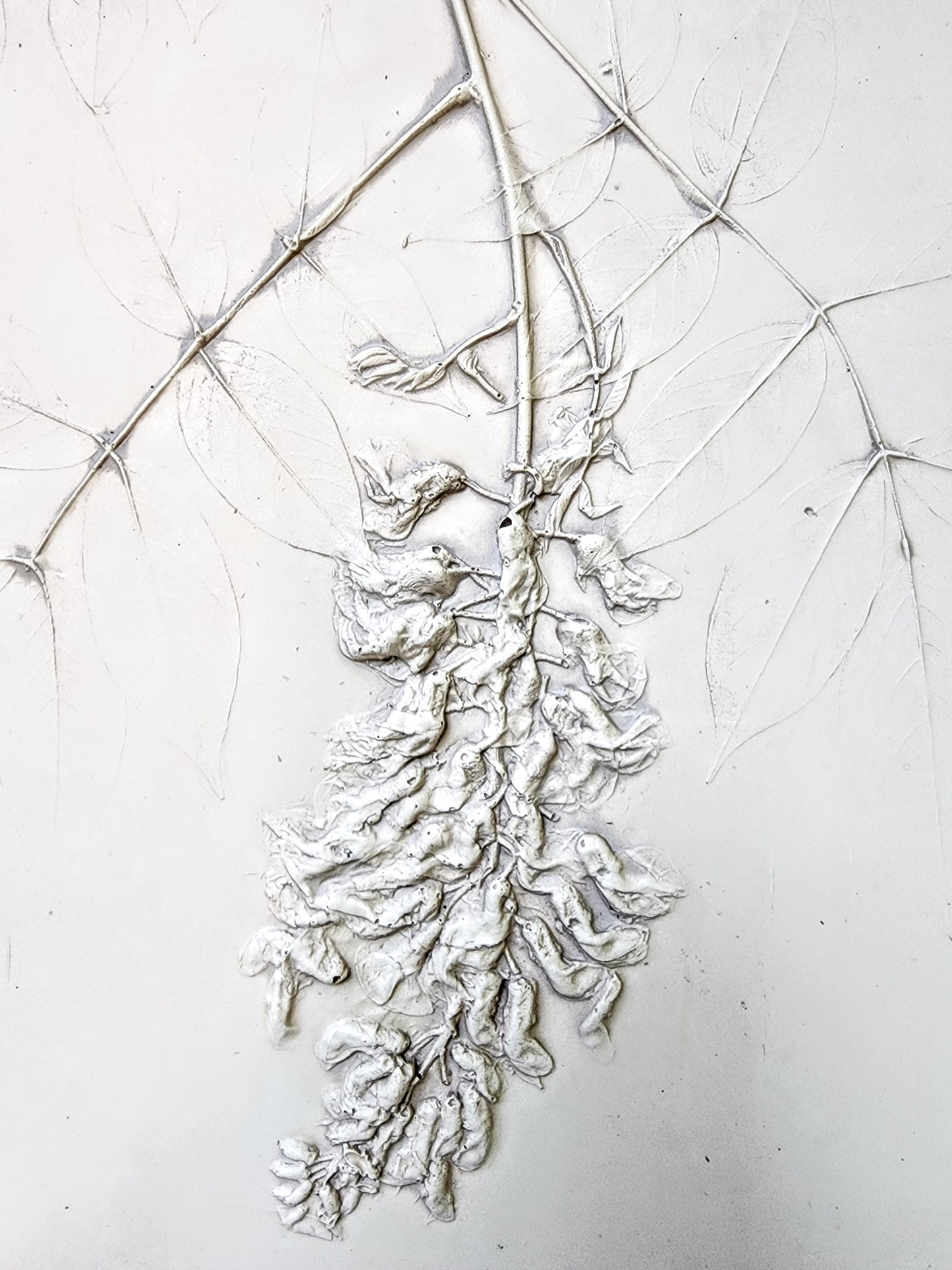Plaster Botanical Bas Relief Artwork