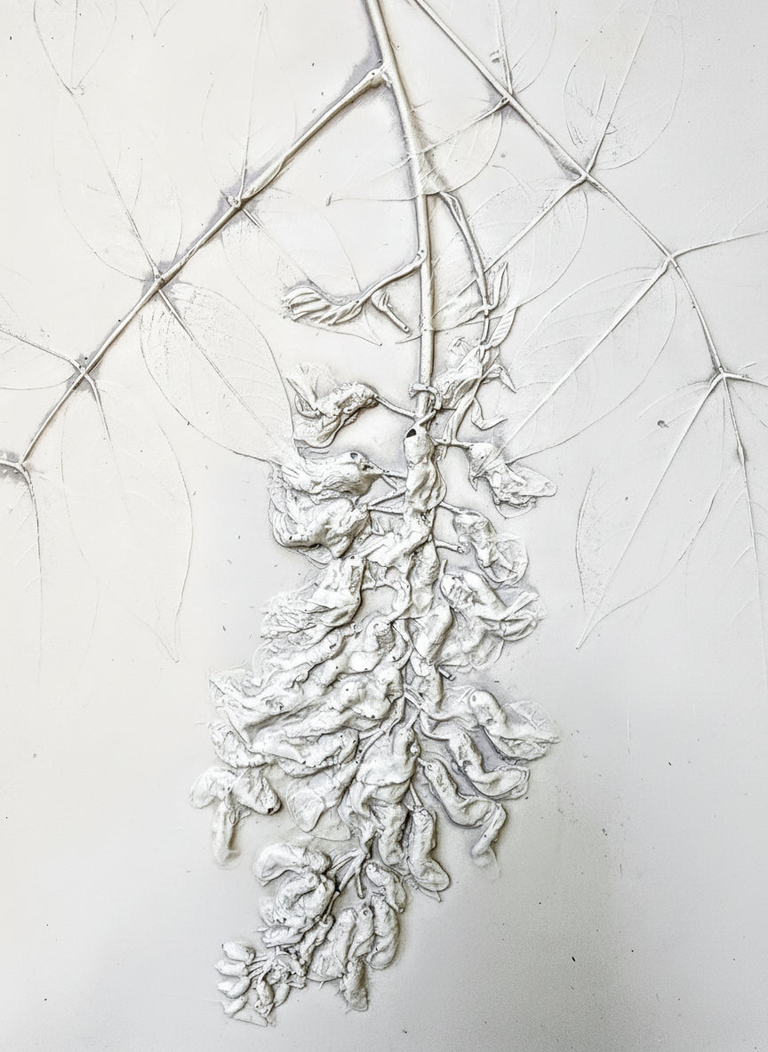 Plaster Botanical Bas Relief Artwork