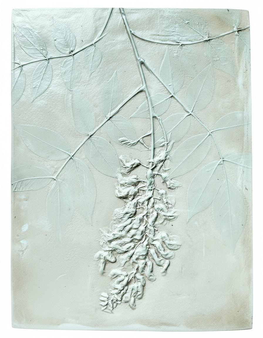 Plaster Botanical Bas Relief Artwork