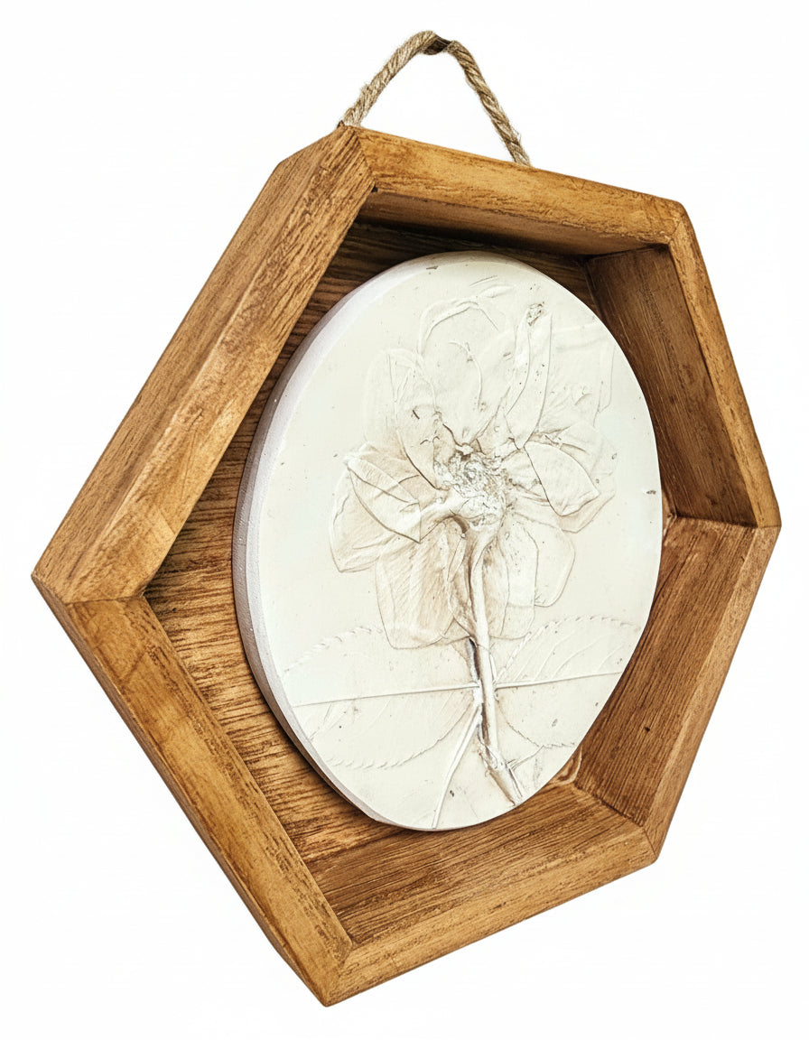 Plaster Botanical Bas Relief Artwork