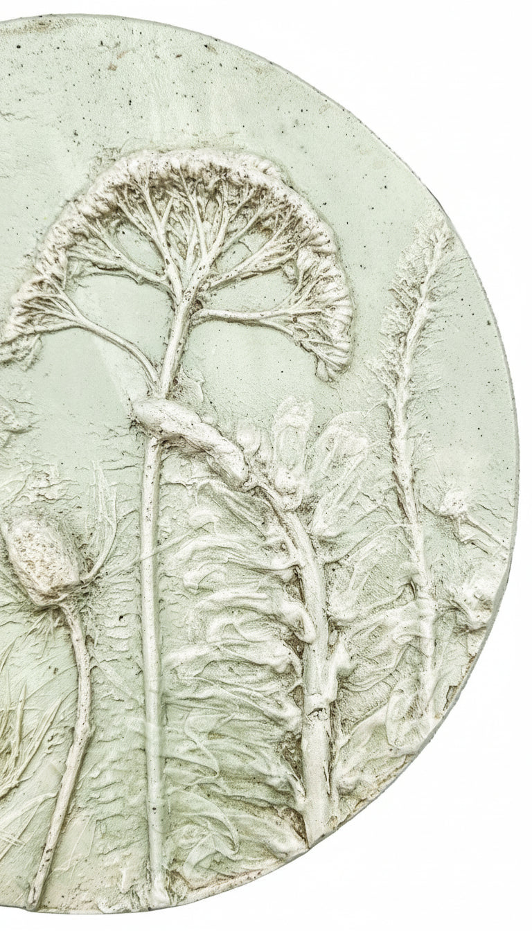 Plaster Botanical Bas Relief Artwork