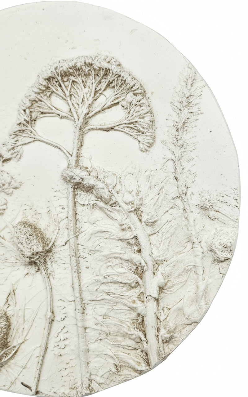Plaster Botanical Bas Relief Artwork