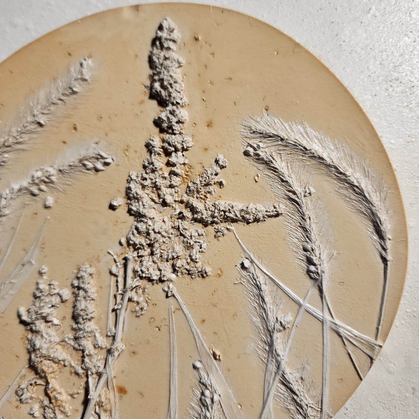 Plaster Botanical Bas Relief Artwork