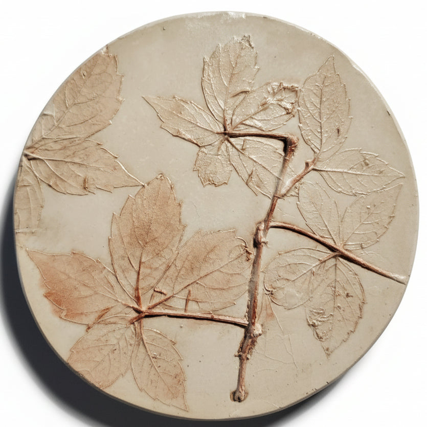 Plaster Botanical Bas Relief Artwork