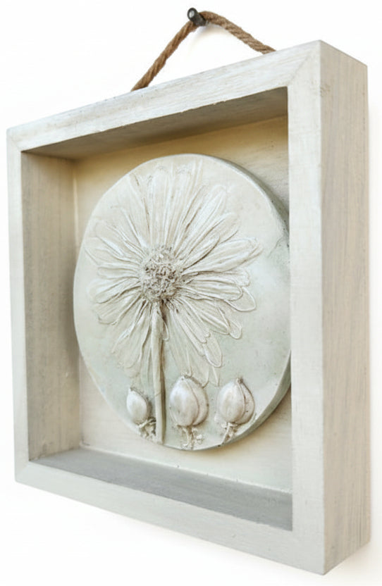 Plaster Botanical Bas Relief Artwork