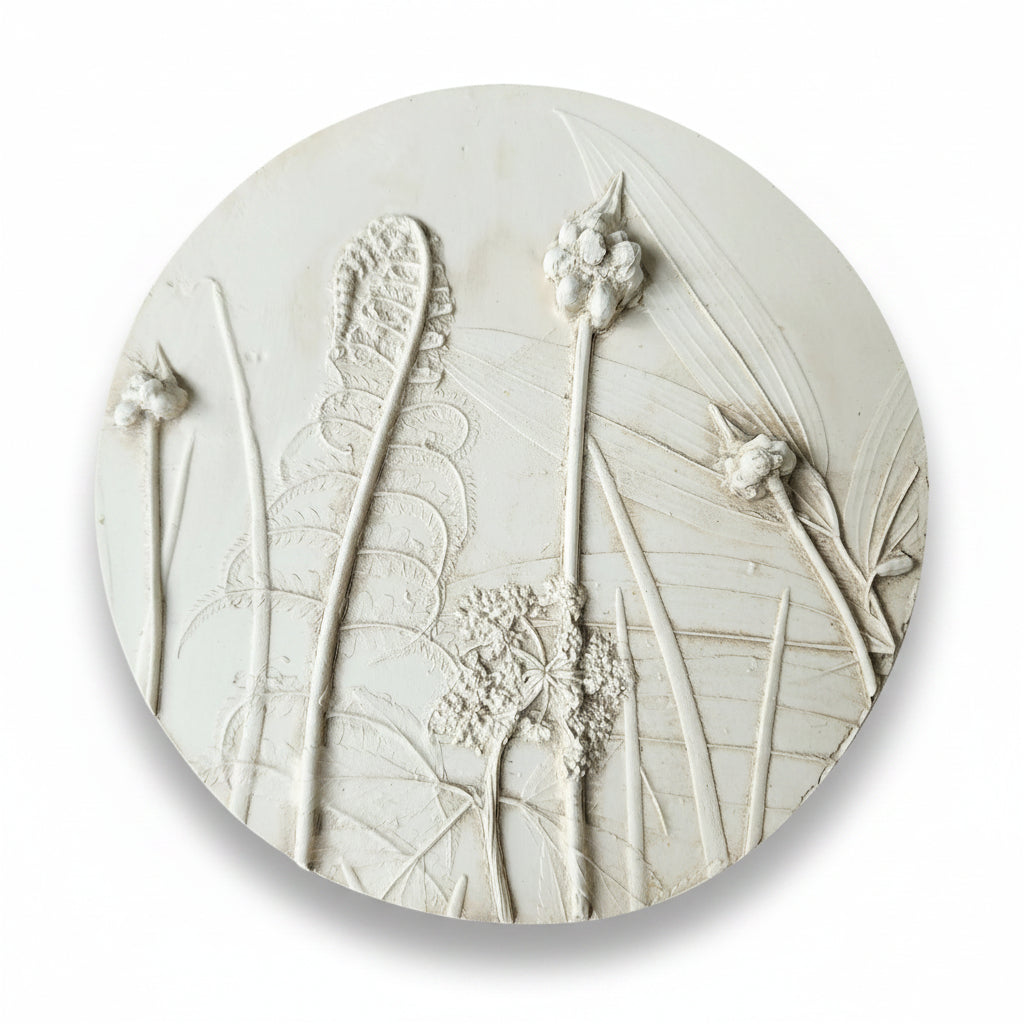 Plaster Botanical Bas Relief Artwork