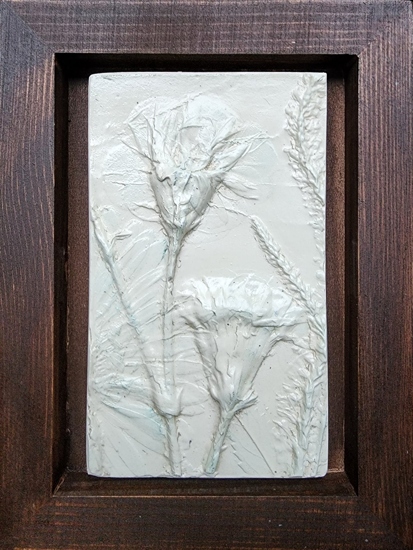 Plaster Botanical Bas Relief Artwork