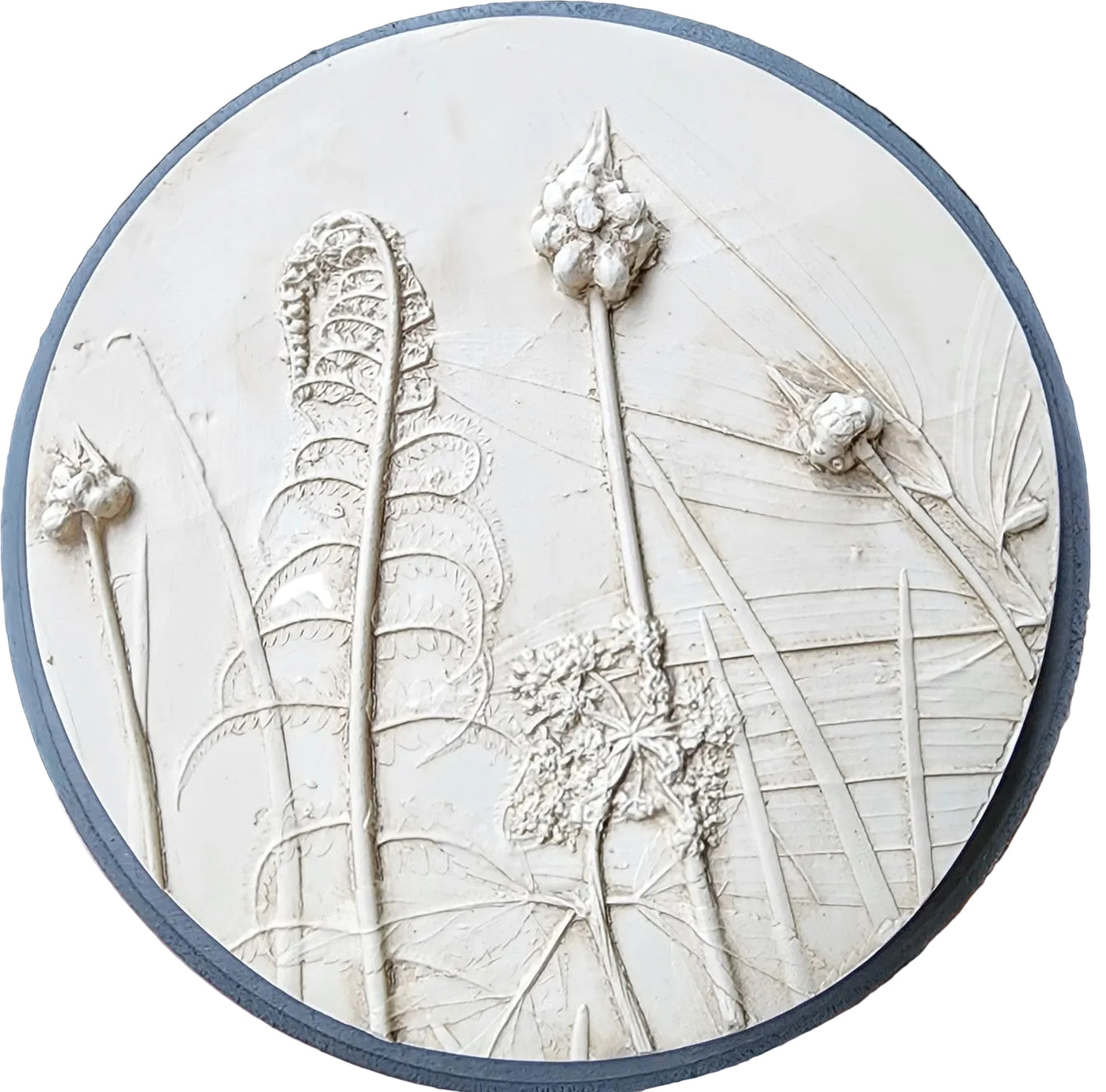 Plaster Botanical Bas Relief Artwork