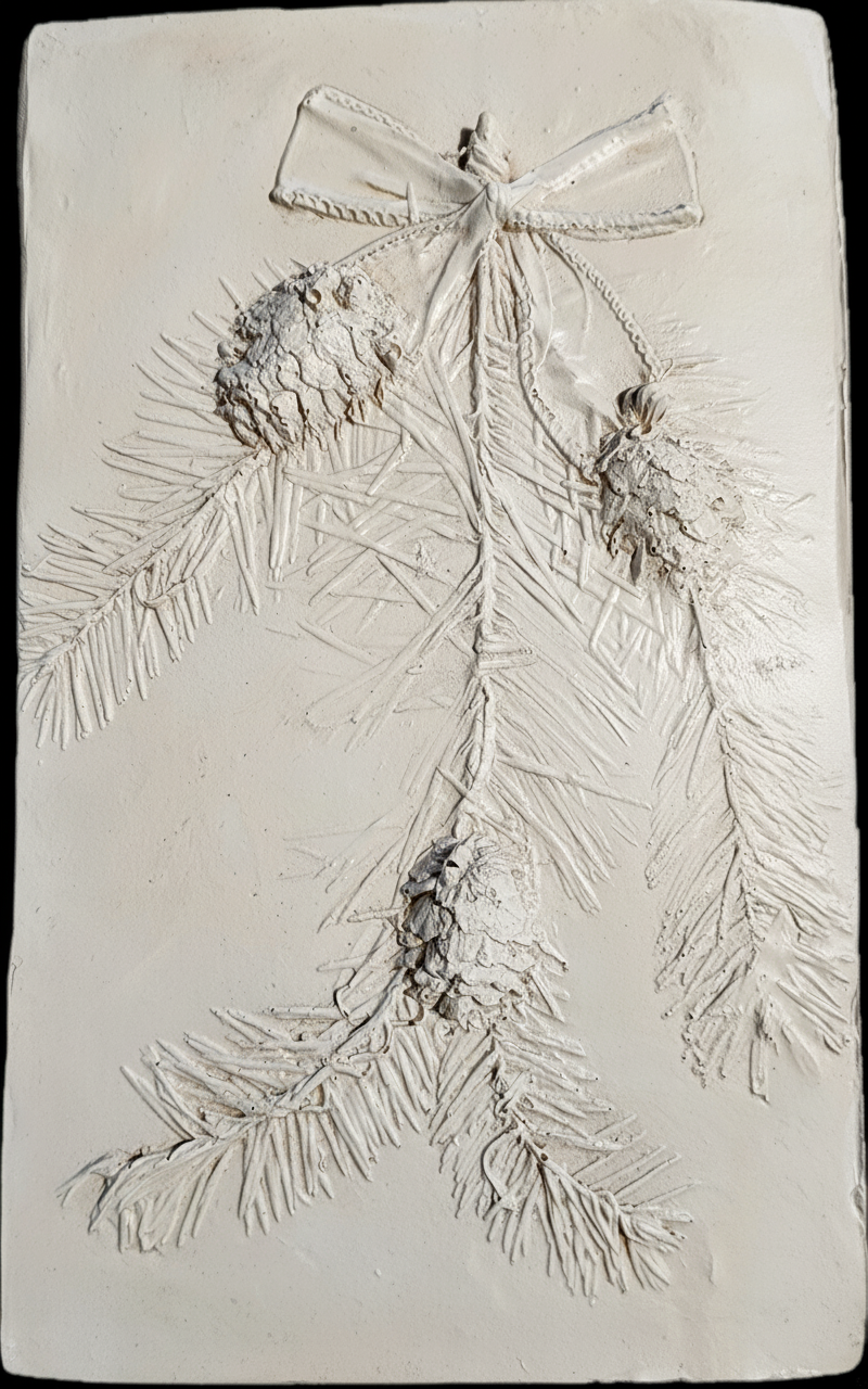 Bas-relief botanique en plâtre