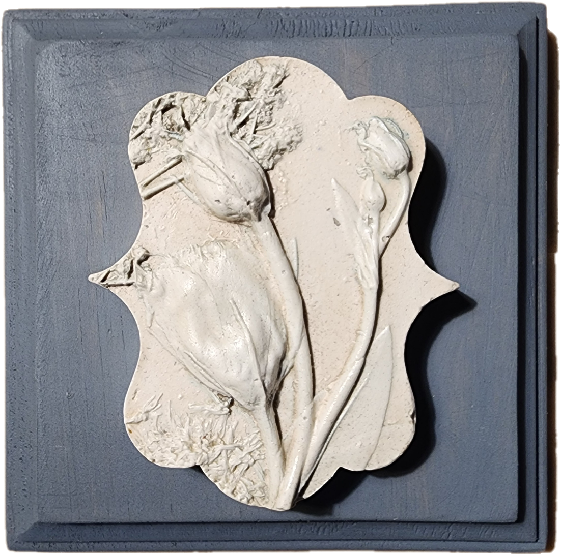 Plaster Botanical Bas Relief Artwork