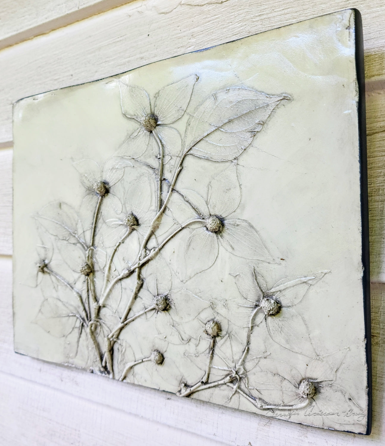Plaster Botanical Bas Relief Artwork
